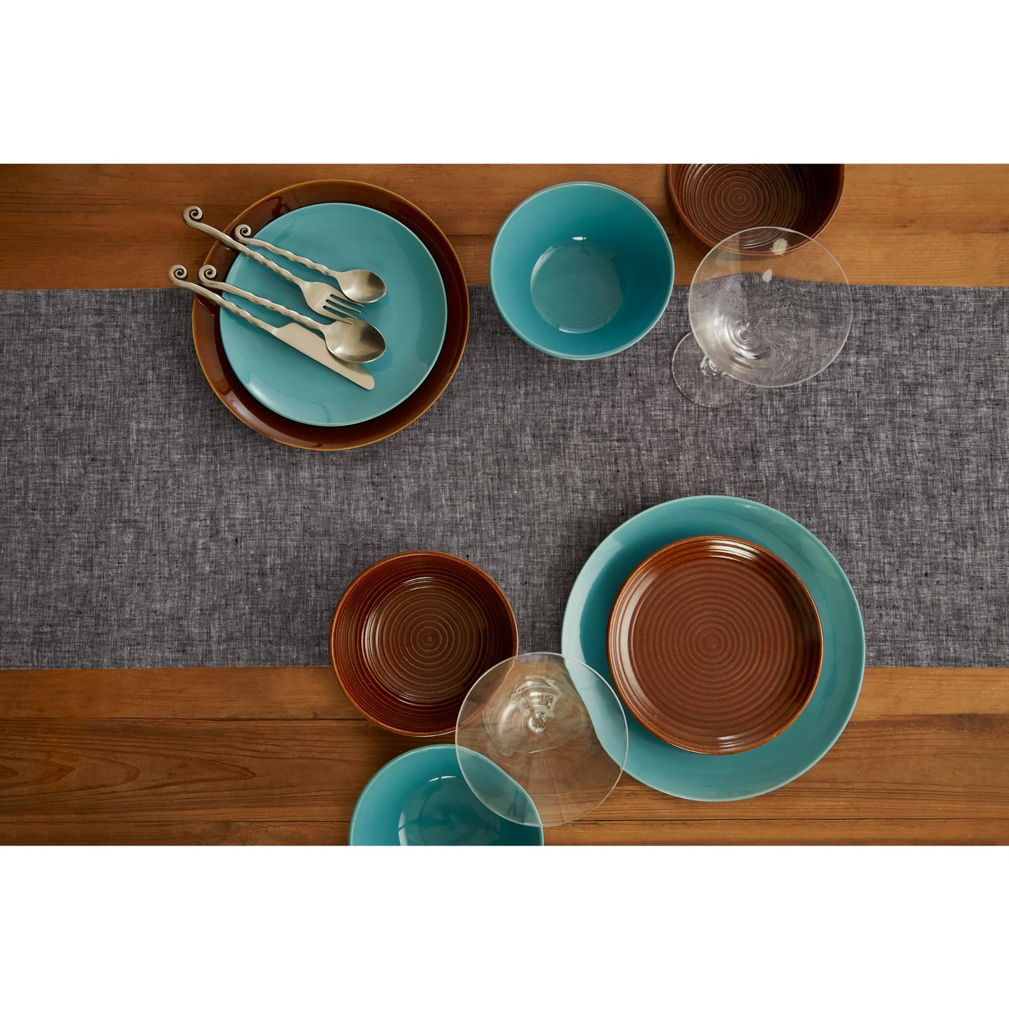 Solino Home Linen Table Runner 72 Inches Long - Athena, 100% Pure Linen Chambray Black Table Runner 14 x 72 Inch for Dining, Mothers Day