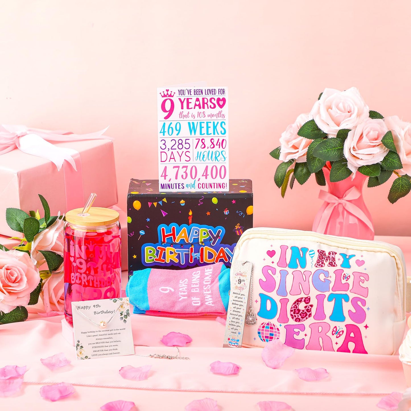 Skylety 9 Year Old Girl Gifts Ideas Gifts for 9 Year Old Beautiful Teen Girls Birthday Decorations Set of 9 Popular Present Basket Box for Her