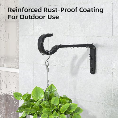 Heavy Duty Plant Hooks by [Brand Name] - 5.7 Inch Iron Hanger Brackets for Outdoor Use | Supports 35lbs - Black