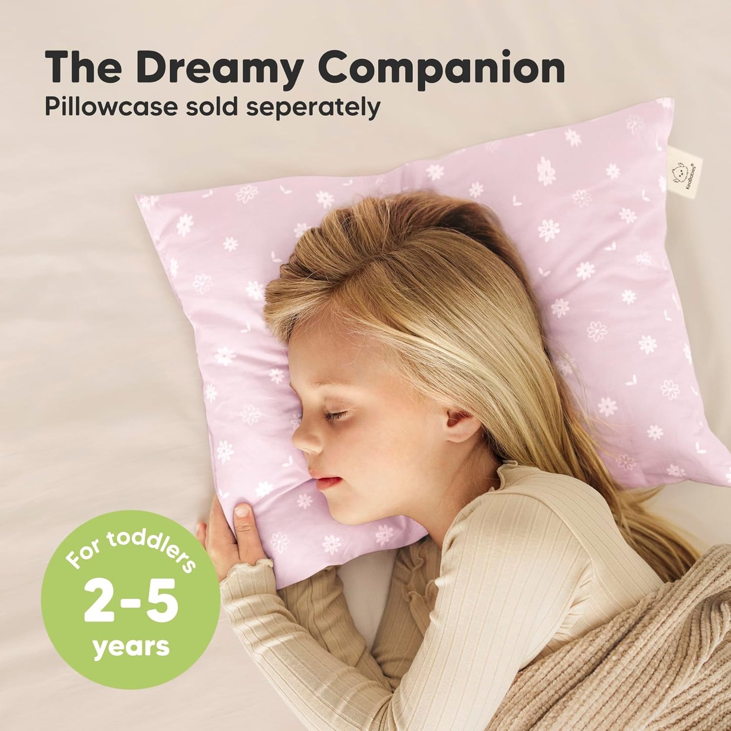 KeaBabies Toddler Pillows - Soft Organic Cotton 2-Pack for Ages 2-5 | Ideal for Sleeping, Travel & Daycare