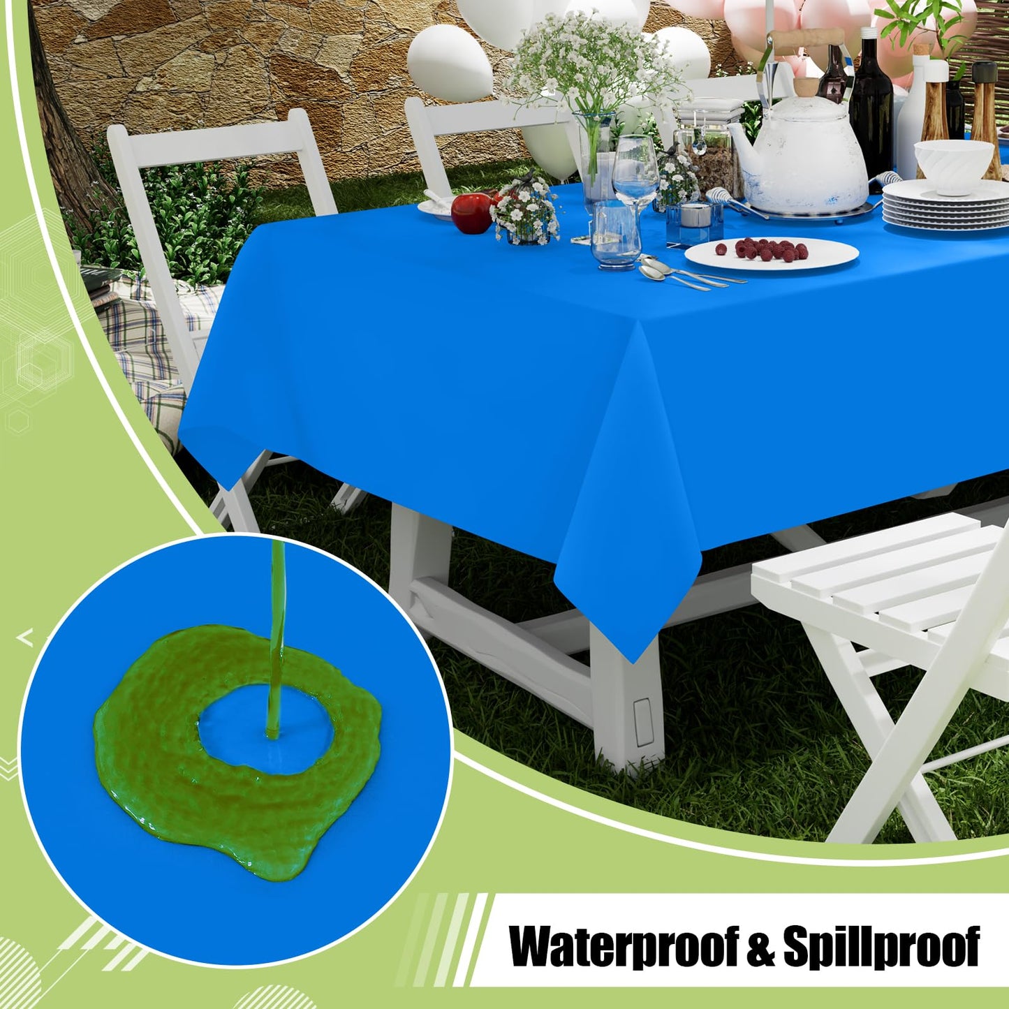 Smiry Disposable Table Cloth - 6 Pack, 54 x 108 Inch Waterproof Rectangle Tablecloths for Parties, Decorative Plastic Table Cover, Leakproof & Sturdy, Blue