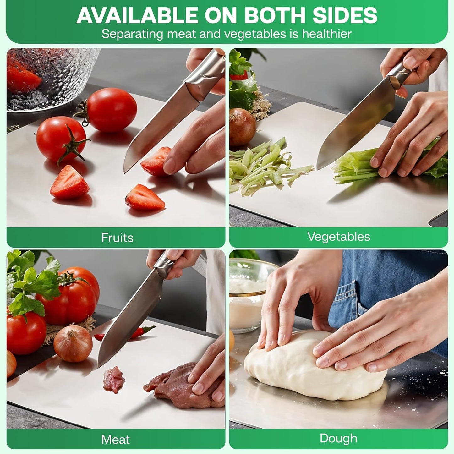 Stainless Steel Cutting Board - 304 Food Grade, Double-Sided Non-Toxic Design, Easy to Clean | 11.4" x 8"