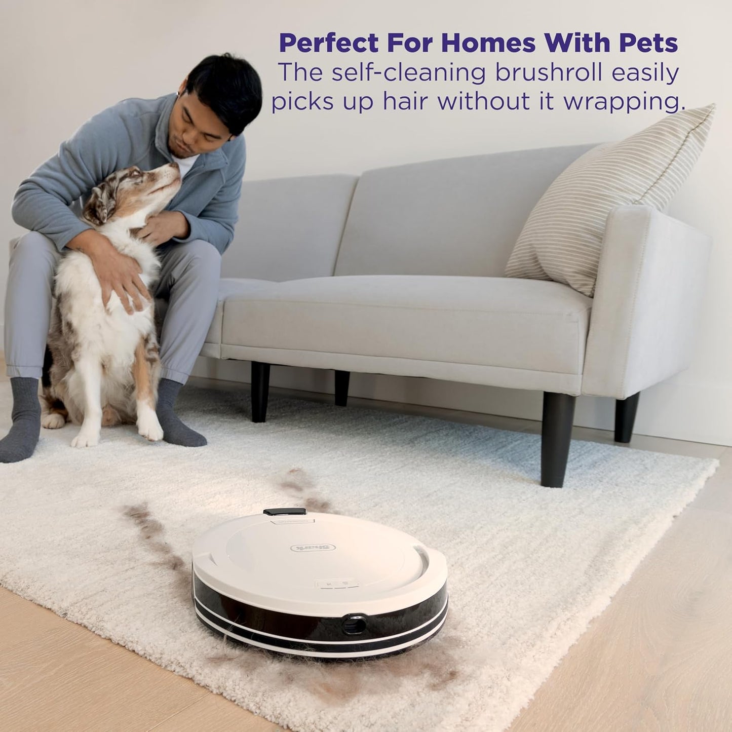 Shark Navigator Robot Vacuum - Powerful Suction & Self-Empty Base for Carpets & Hard Floors | White, AV2110S