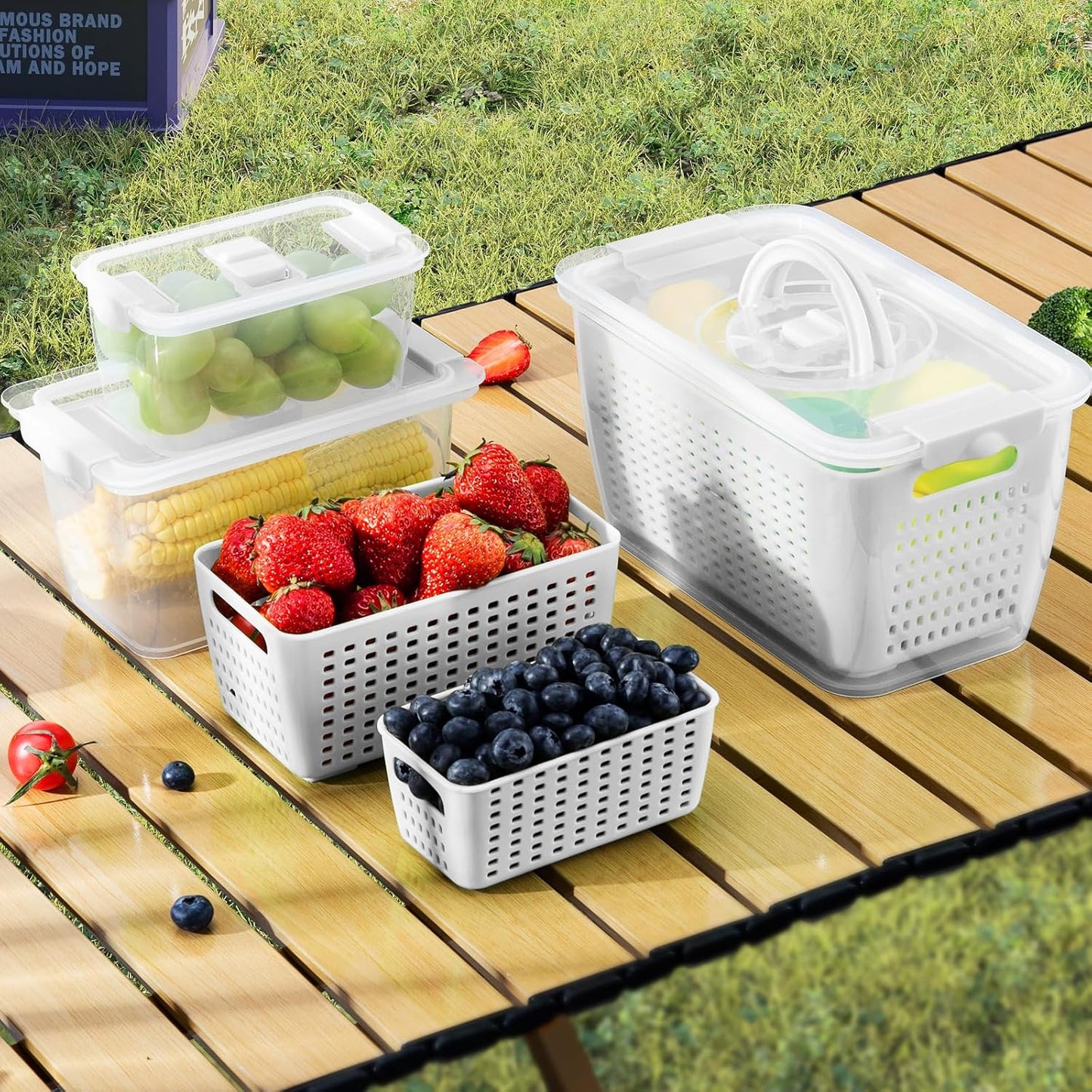 LUXEAR Produce Containers - 3 Set BPA-Free Fruit Savers with Removable Colander | Dishwasher & Microwave Safe
