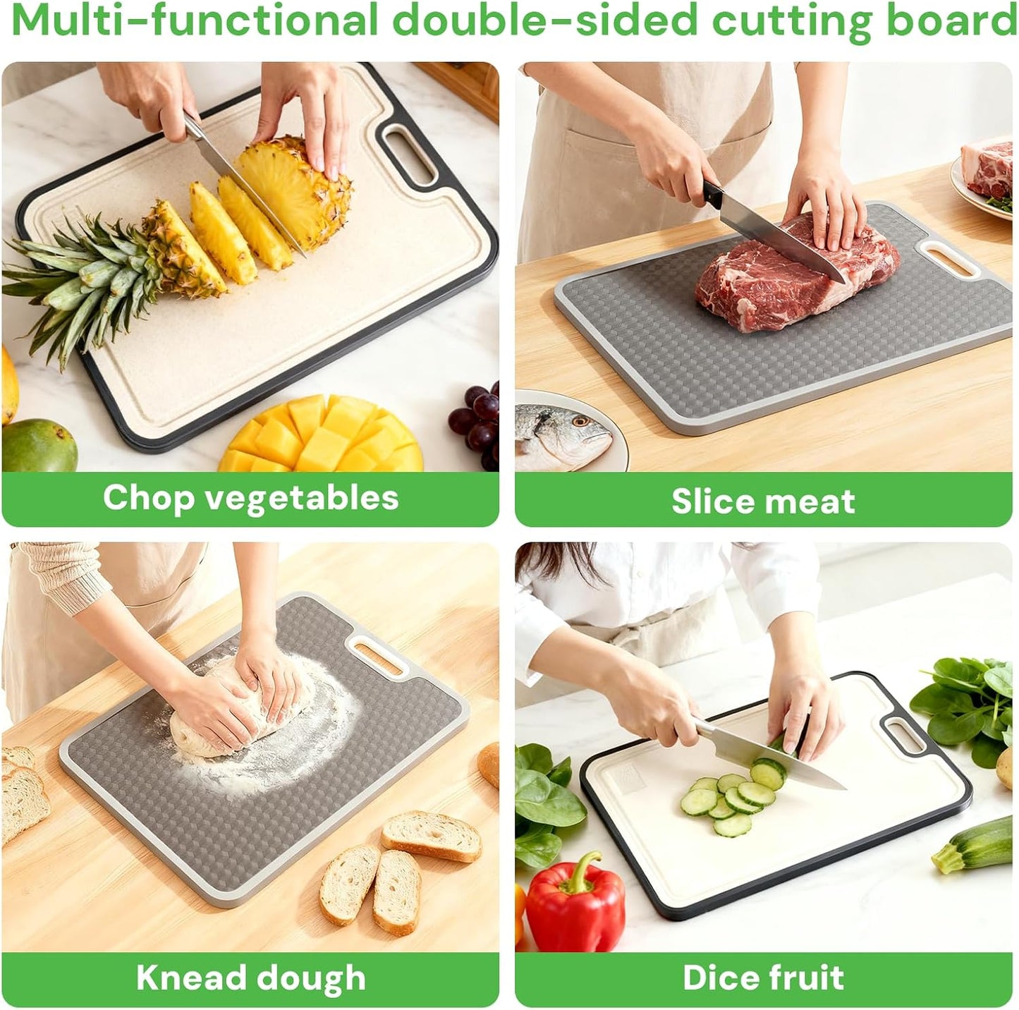 Titanium Cutting Boards - Non-Toxic Double-Sided Food-Grade Kitchen Board | Easy-Clean Large 15.1”x10.4”