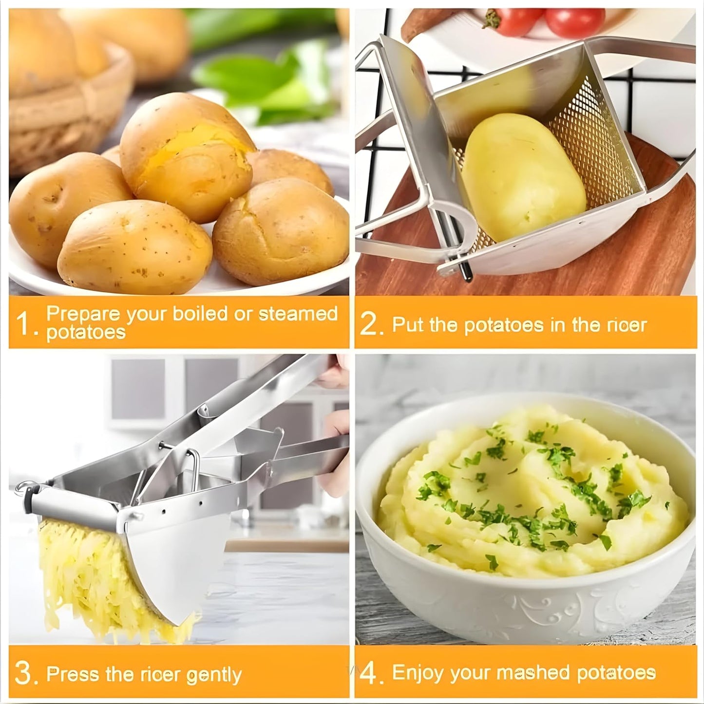 Potato Ricer - Heavy Duty Stainless Steel Masher for Fluffy Mashed Potatoes | 23 Oz Capacity