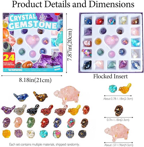 Crystal Advent Calendar 2025 - 24 PCS Gemstones, Minerals & Fossils Collection for Christmas Countdown