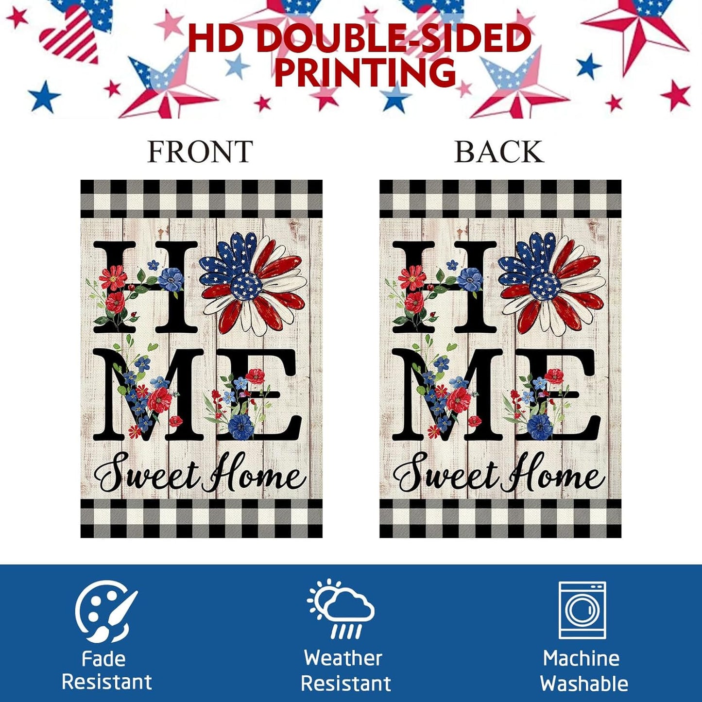 ORTIGIA Patriotic Garden Flag - Double-Sided Burlap Design for Independence Day | 12.5x18 Inch Outdoor Decor