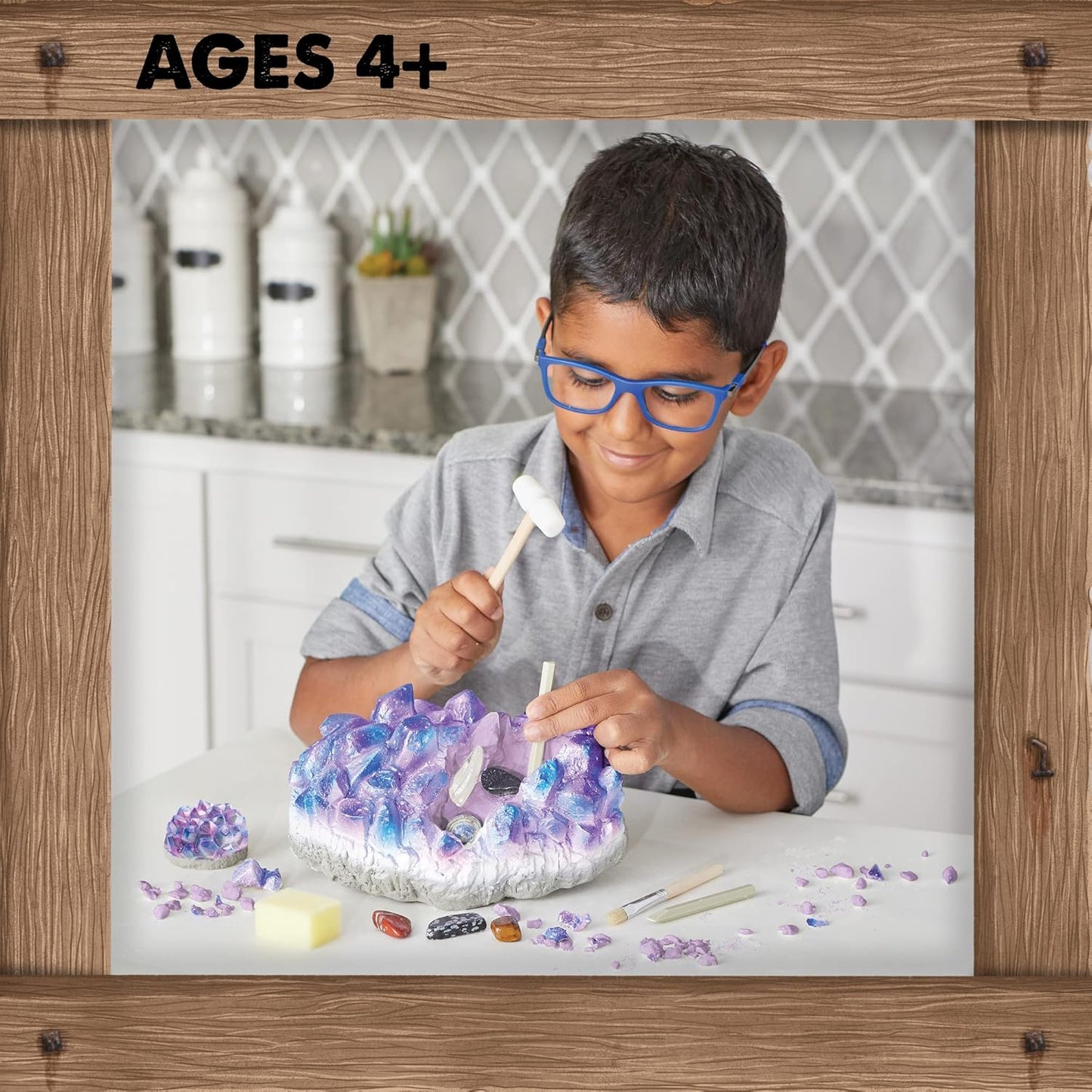 MindWare Dig It Up Giant Gem Discovery Kit - Engaging Geology Experience for Kids | 12 Real Polished Gemstones, Tools & Poster - Ages 4+