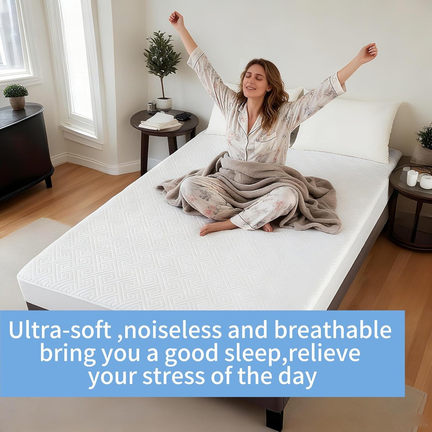 Skiennix Waterproof Mattress Protector - Ultra-Soft Quilted Twin Size Cover | 6"-18" Deep Pocket, Noiseless & Breathable