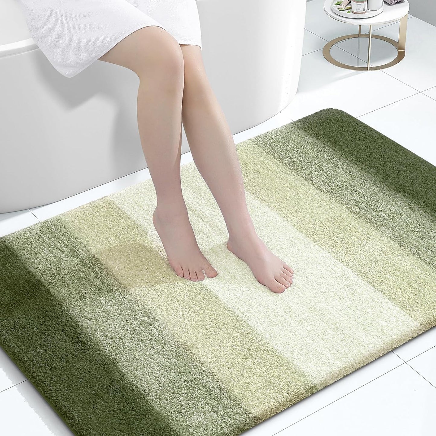 OLANLY Large Bathroom Rugs - Extra Soft Microfiber Mat, Quick Dry & Washable, 44x32, Dark Green