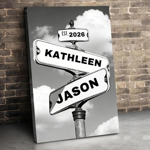 Crossroads | Personalized Canvas Print for Couples - Custom Name & Date Wall Art, 8x12