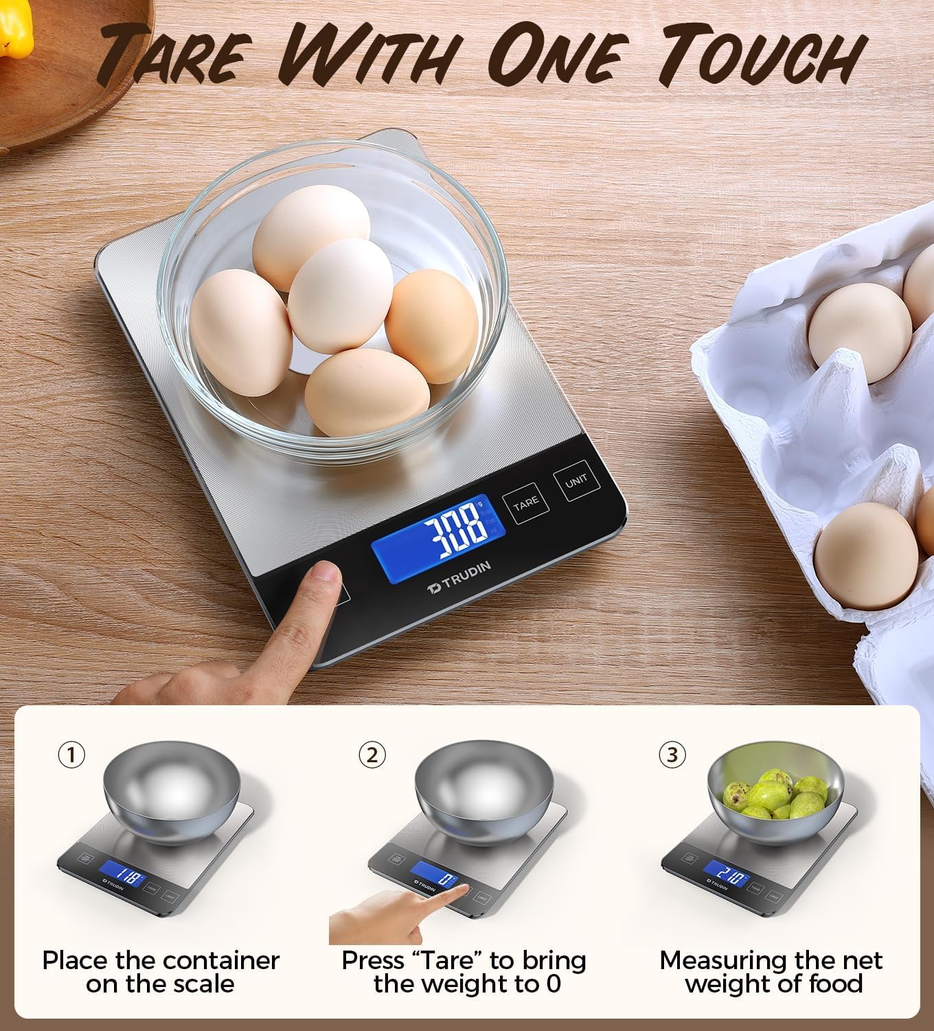 NASA-Grade 33lb Digital Food Scale - Precise Measurement in Grams & Ounces | Waterproof Glass & Steel Platform