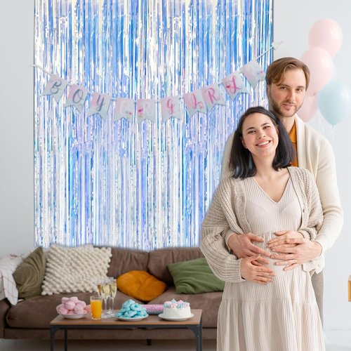 Iridescent Tinsel Curtain Backdrop - 20 Pack Party Decorations for Birthdays & Events | Photo Booth Streamers