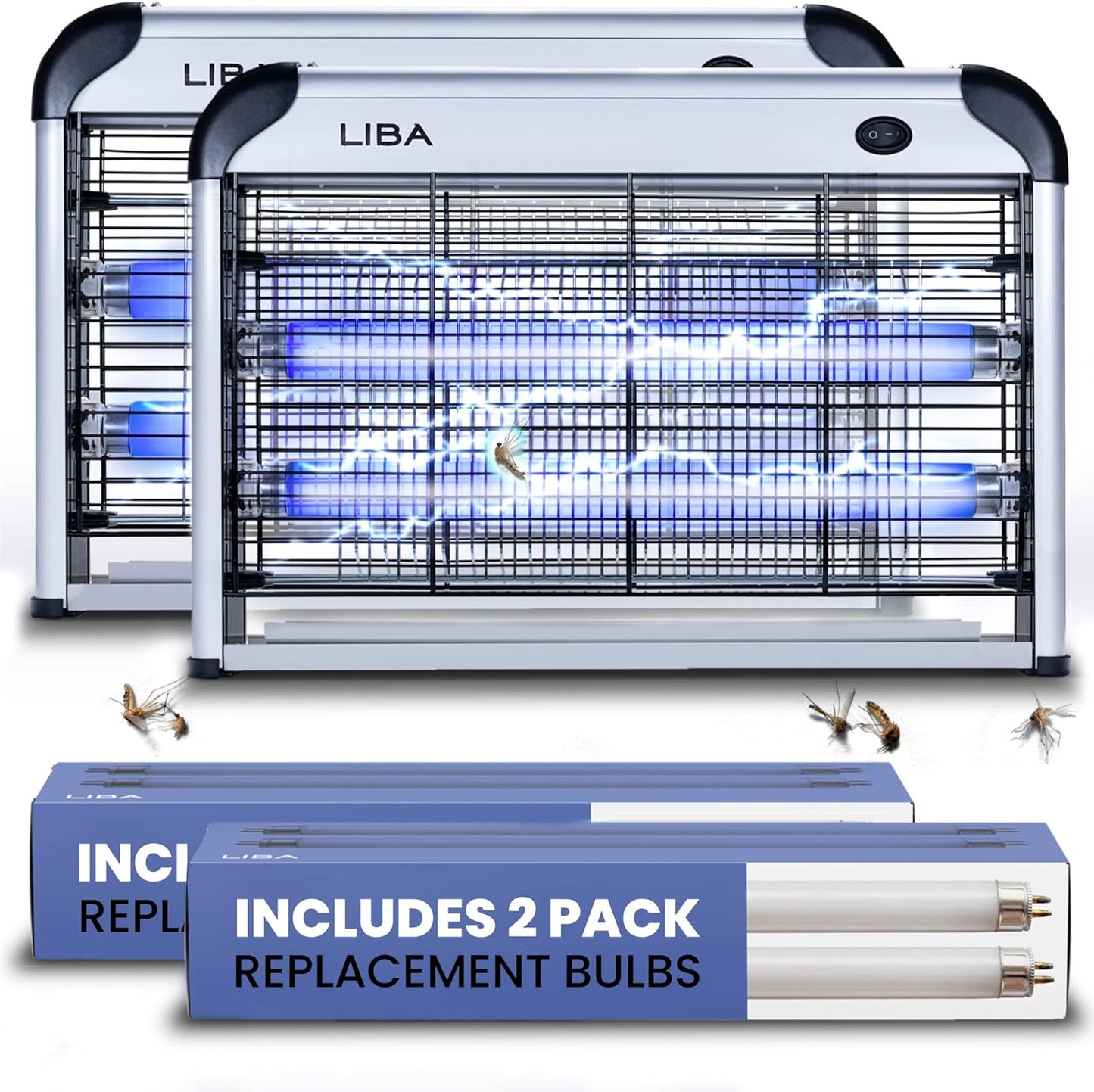 LiBa Electric Bug Zapper - Powerful Indoor Insect Killer with 4 Extra Replacement Bulbs | Lightweight, Easy-to-Clean 2800V Grid