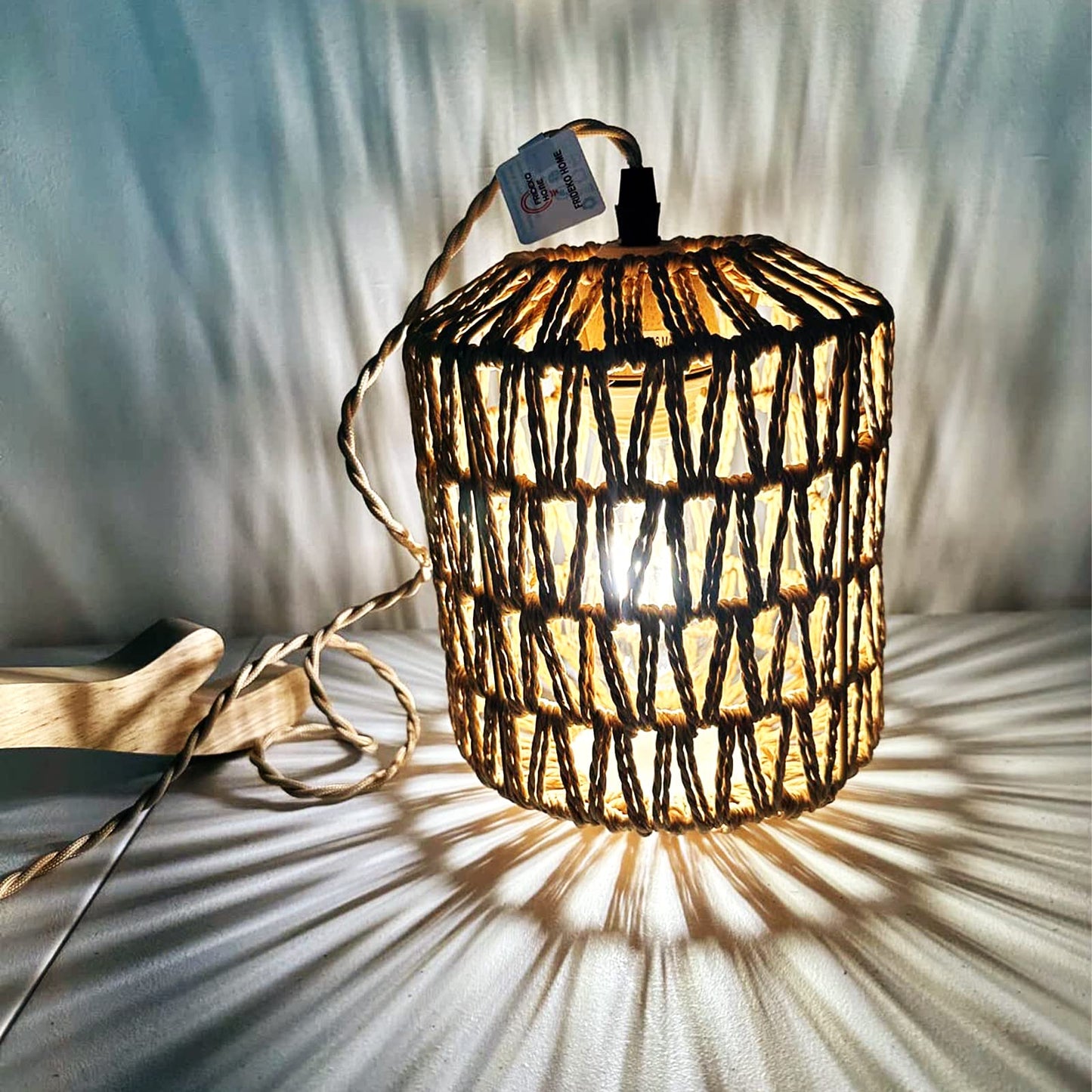 Frideko Plug in Wall Sconces Set of Two Hand Woven Lamp with Cord Rattan Lights Farmhouse Sconce Mounted Light Boho Lighting for Bedroom Living Room