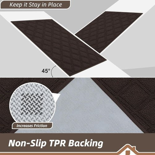 BEQHAUSE Dirt Trapper Door Mat - Non-Slip, Washable, Absorbent Entrance Mat | 32" x 48", Brown