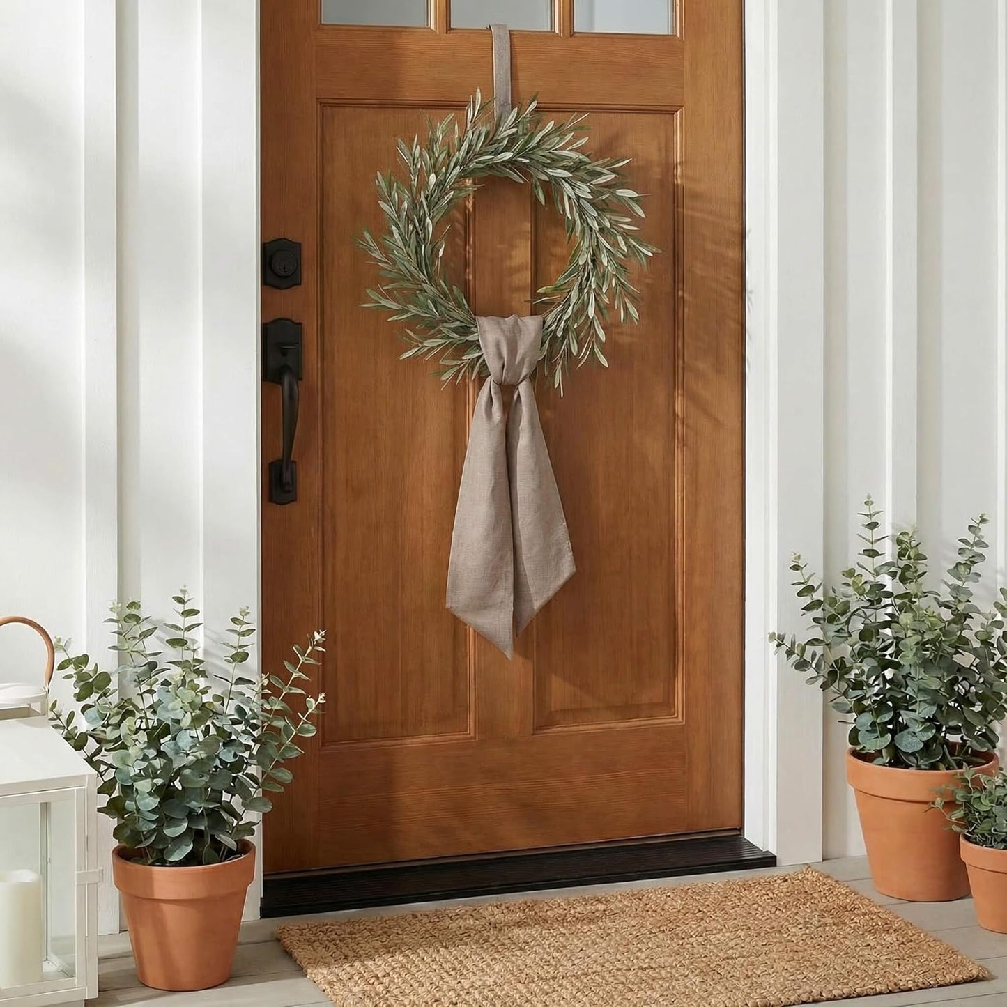 YKW Brown Wreath Sash - 55"x5" Linen Look Blank Ribbon for DIY Embroidery & Monogram Decor