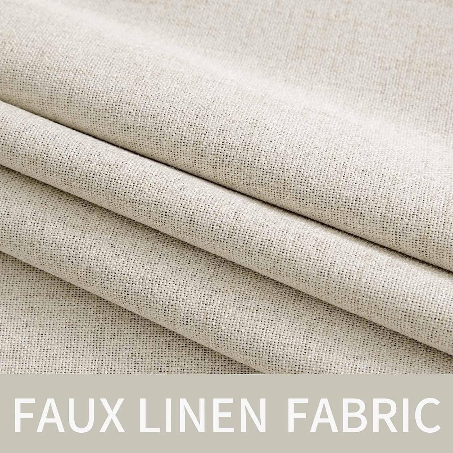 MIULEE Linen Curtains - 100% Blackout Thermal Insulated Drapes | Beige, 52x54 Inch (2 Panels)