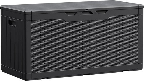 Devoko 100 Gallon Waterproof Resin Deck Box - Lockable Storage for Patio Furniture & Garden Tools | Black