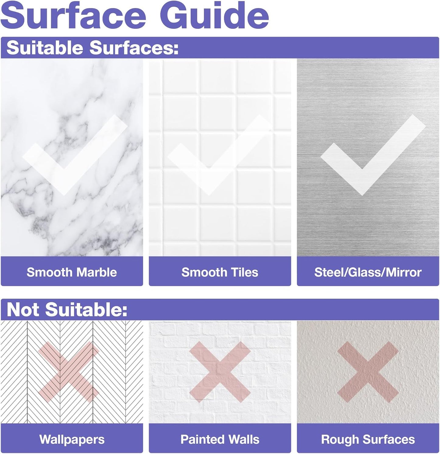 KINCMAX Heavy-Duty Waterproof Wall Adhesives - 2-Pack No-Trace Stickers for Shower Caddy & Kitchen Racks