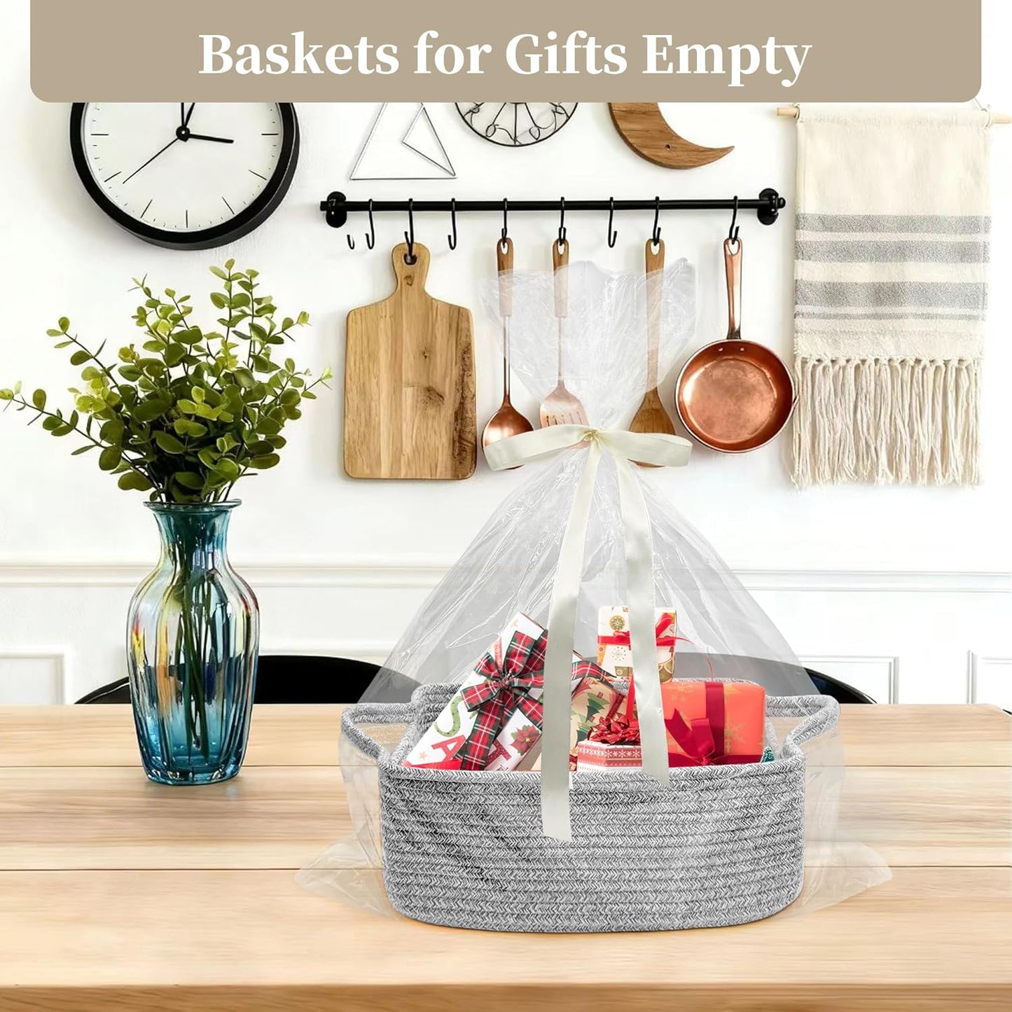 Skiennix Empty Gift Basket for Kids - Stylish Grey Storage Basket for Toys | 13 x 10 x 5 Inches