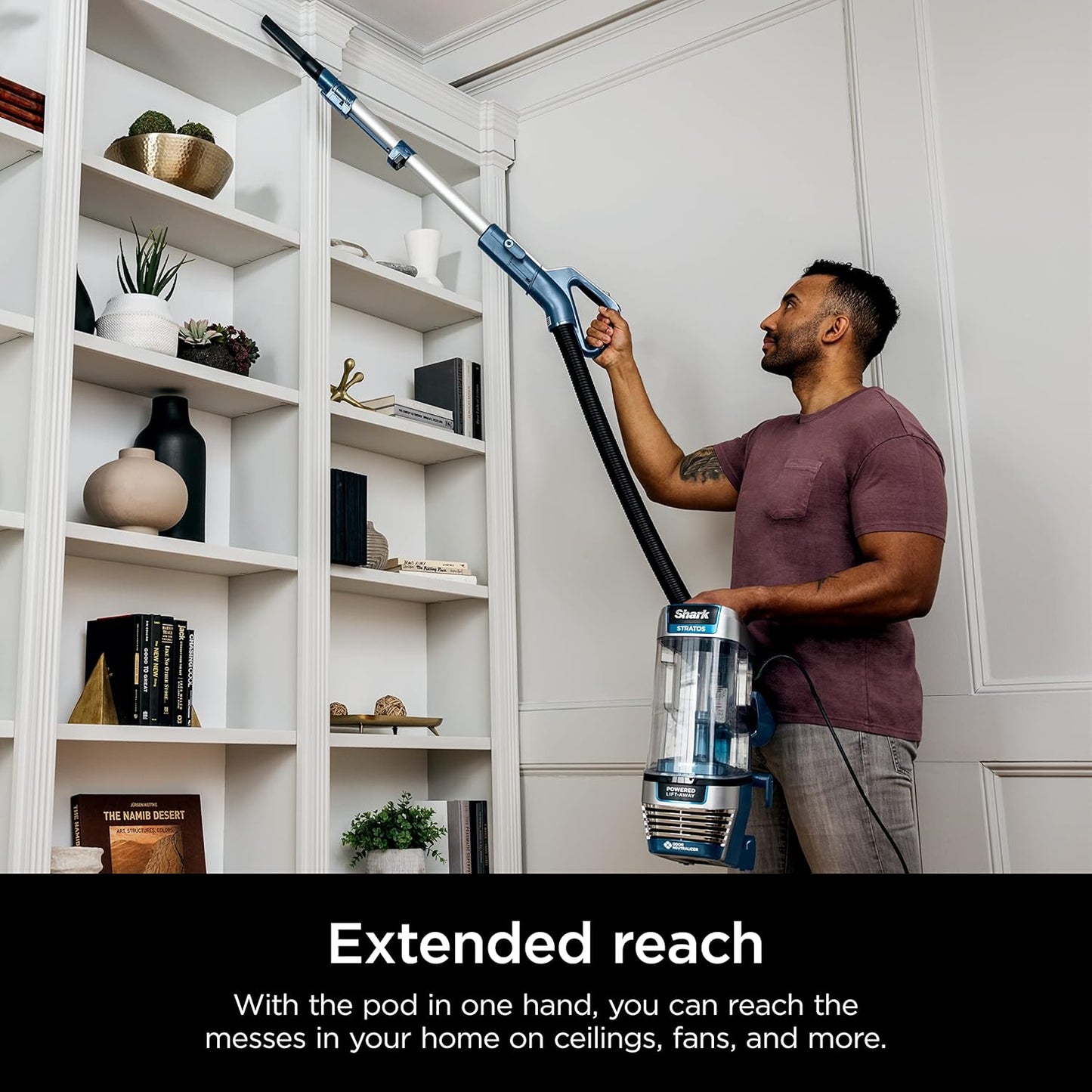 Shark Stratos Upright Vacuum - DuoClean PowerFins & HairPro | Self-Cleaning Brushroll, Navy AZ3002