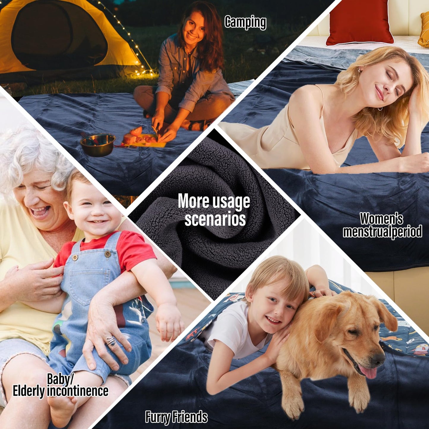 Ahinahwap Waterproof Blanket for Bed Couch Sofa, 60"x80" Reversible & Washable, Waterproof Blanket Queen Size, Water Resistant Twin Bed Blankets, Leakproof (Dark Gray/Silver Gray)