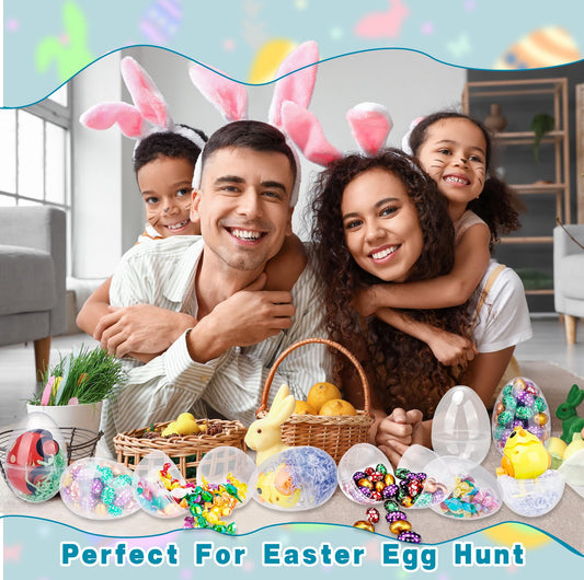 40 Pcs 5 Inch/ 4.5 Inch Clear Easter Eggs Fillable Bulk Large Transparent Plastic Eggs Empty Easter Eggs for Adult Kids Easter Basket Stuffers Party Decor