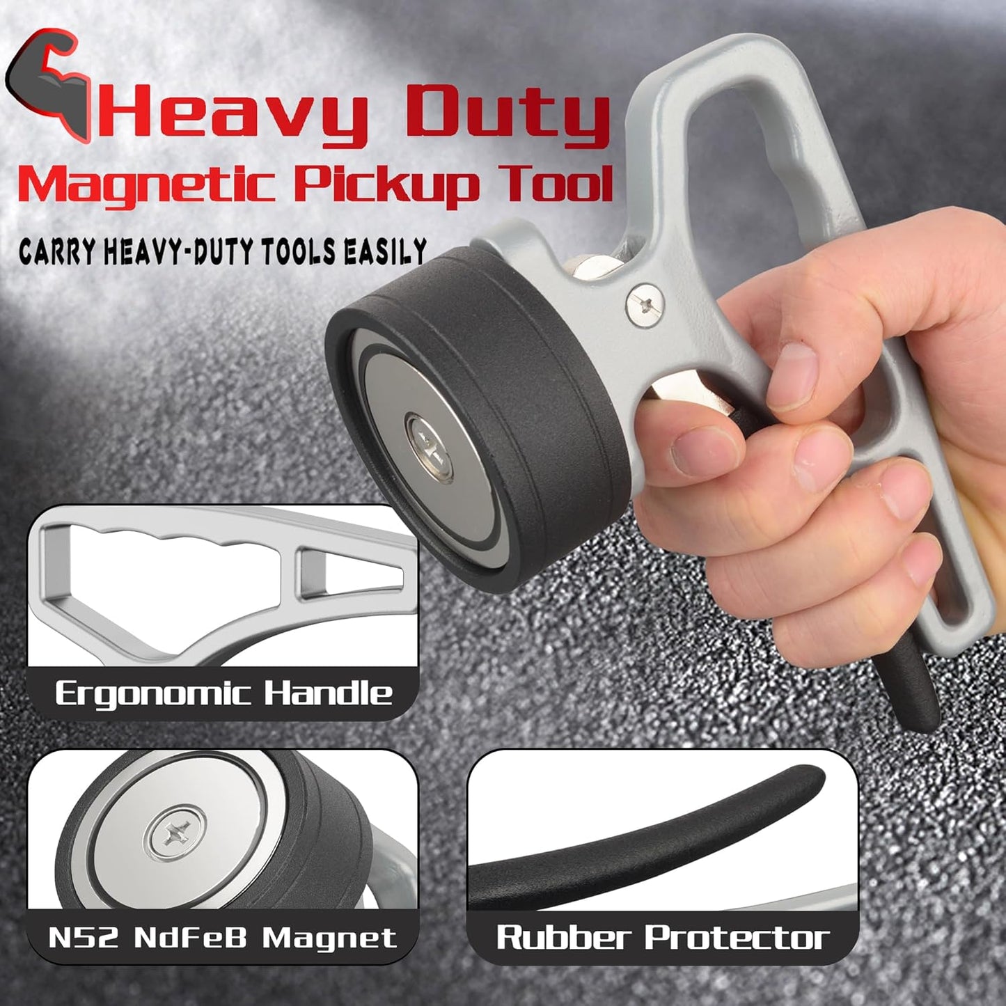 ULIBERMAGNET Heavy Duty Magnetic Pickup Tool - Quick Release Portable Collector with Ergonomic Handle