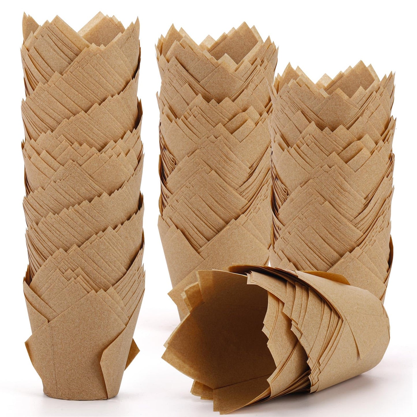600 Pcs Tulip Muffin Liners Brown Cupcake Liners for Baking, Standard Size Parchment Paper Cup Cake Liner for Party, Christmas