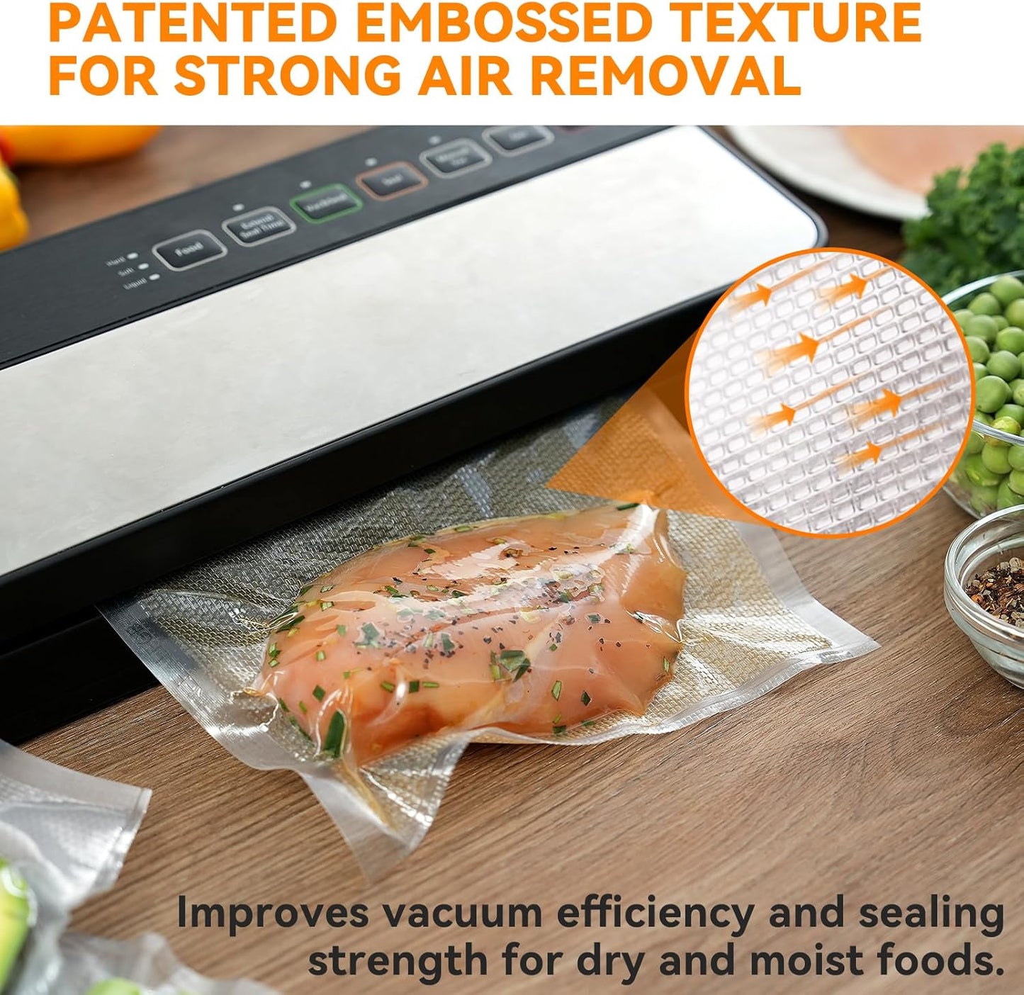 Wevac Vacuum Sealer Bag Rolls - Heavy Duty Food Storage for Sous Vide & Meal Prep | 8"x16' (2 Rolls)