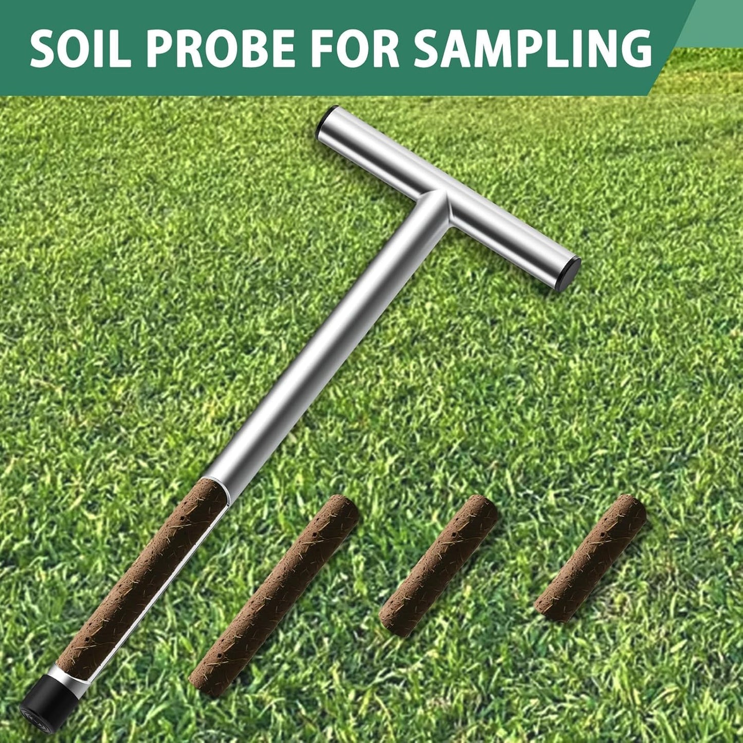 Skiennix 17 Inch Stainless Steel Soil Sampler Probe - T-Style Handle for Accurate Soil Testing