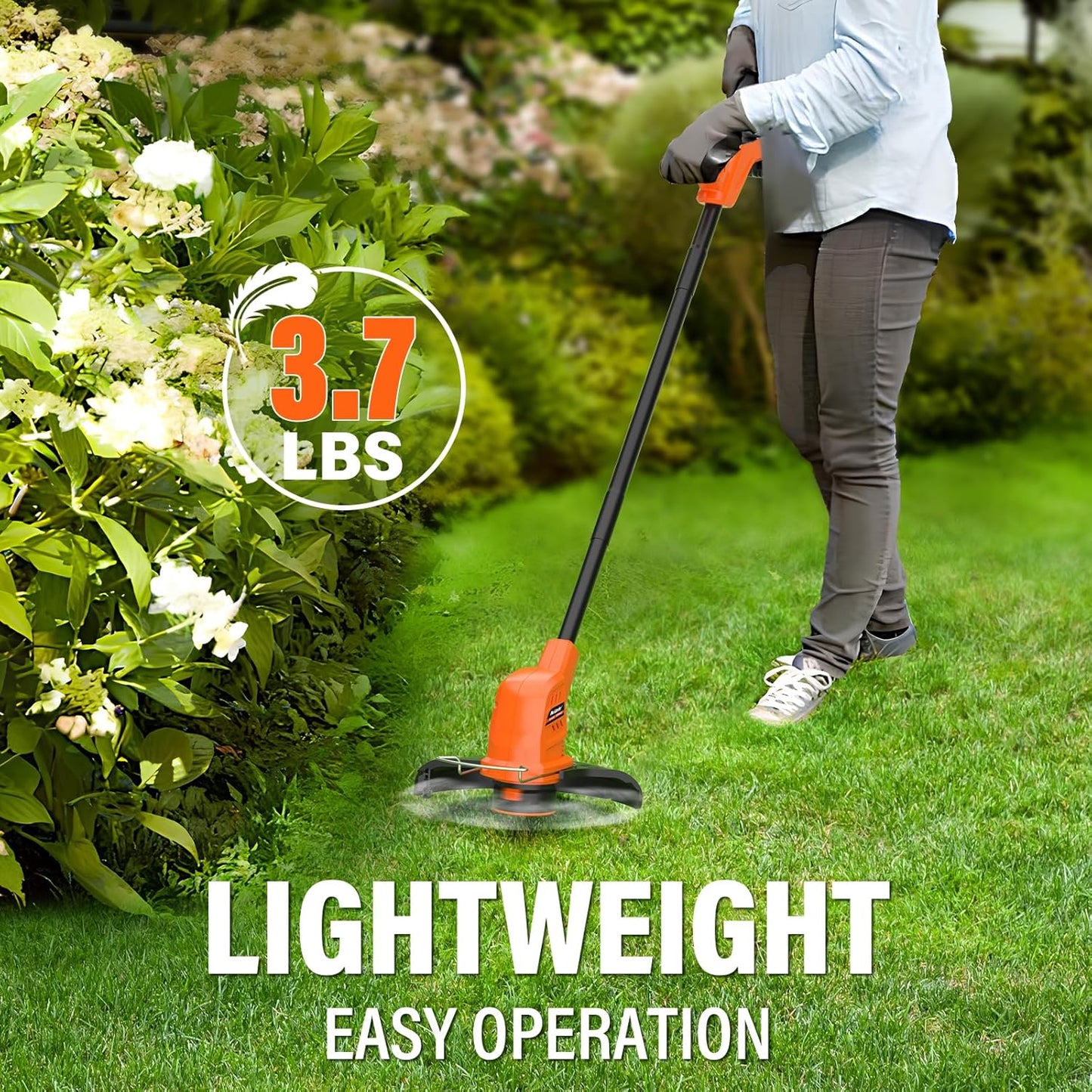 MAXLANDER Cordless Weed Wacker - 20V 10-Inch Lightweight String Trimmer with 8 Spools & 2 Batteries
