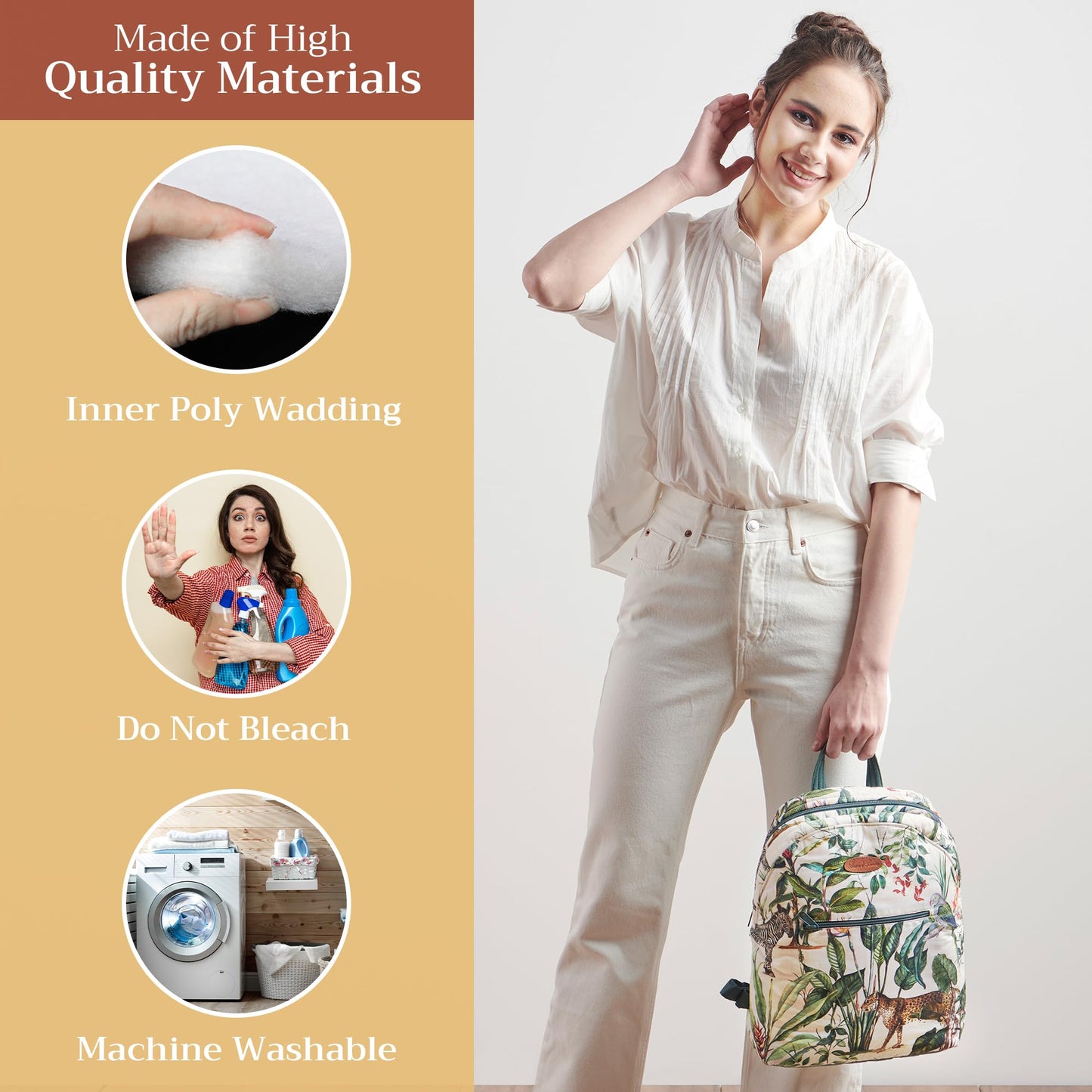 Maison d' Hermine Backpack for Women Men Cotton Shoulder Multipurpose Rucksack with Small Pouch Lightweight Multi Pocket Bag for Travel Work Beach Perfect for Mothers Day Gifts - Wild