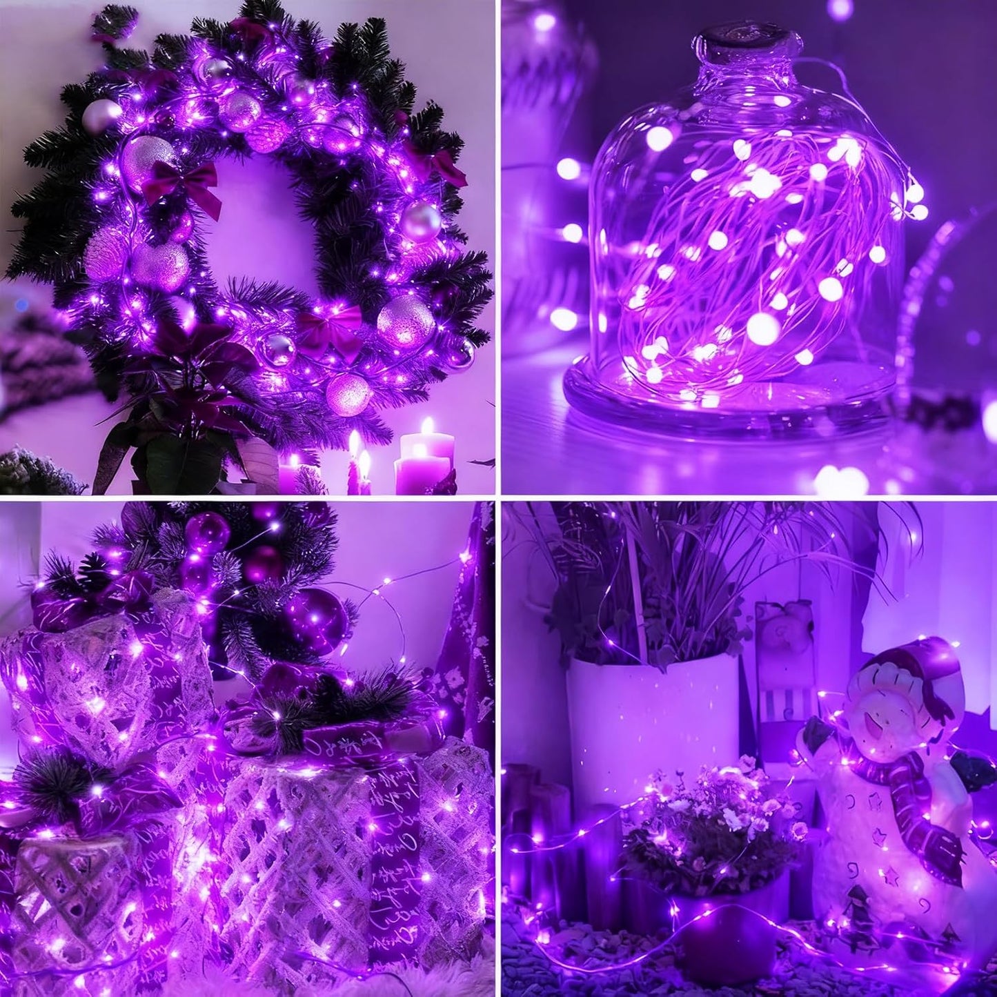 Skiennix 12 Pack Fairy Lights - 7ft Battery Operated 20 LED Twinkle Lights | Waterproof Purple for DIY Decor