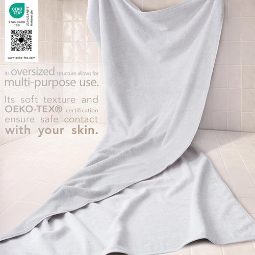 Cotton Paradise 100% Cotton Oversized Bath Sheet - Extra Large Turkish Towel in Silver Grey | 40x80 Inches