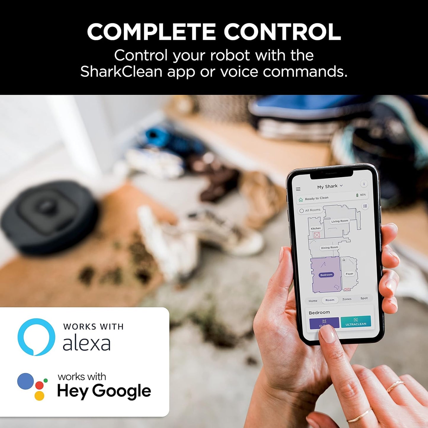 Shark R-AV2501S AI Robot Vacuum - HEPA Self-Empty Base, Bagless, 30-Day Capacity, LIDAR Navigation, Black - Certified Refurbished