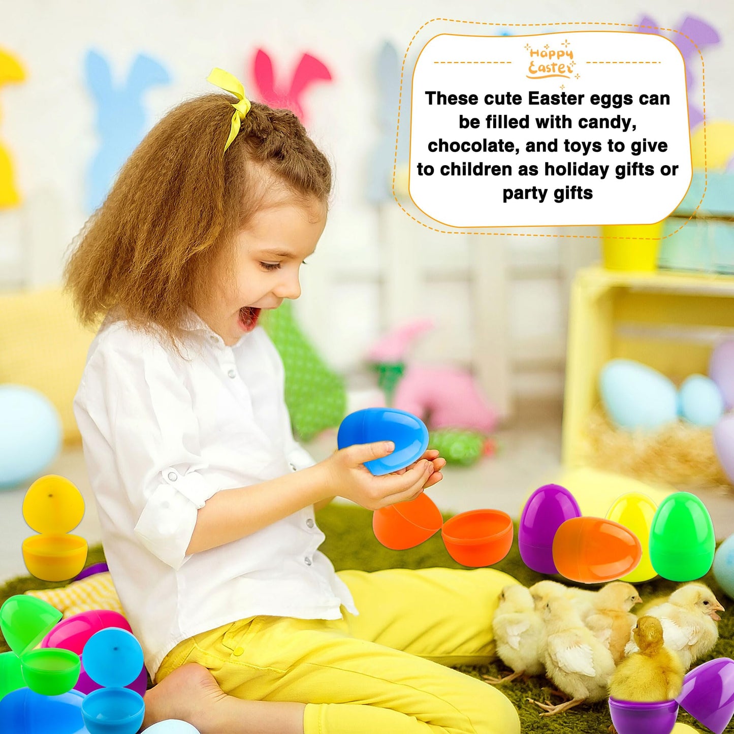 Sonarun 18 Pack 4 Inch Easter Eggs Colorful Fillable Easter Eggs Flat Bottom Plastic Easter Egg Empty Surprise Eggs for Easter Hunt Party Favor Refillable Basket Fillers