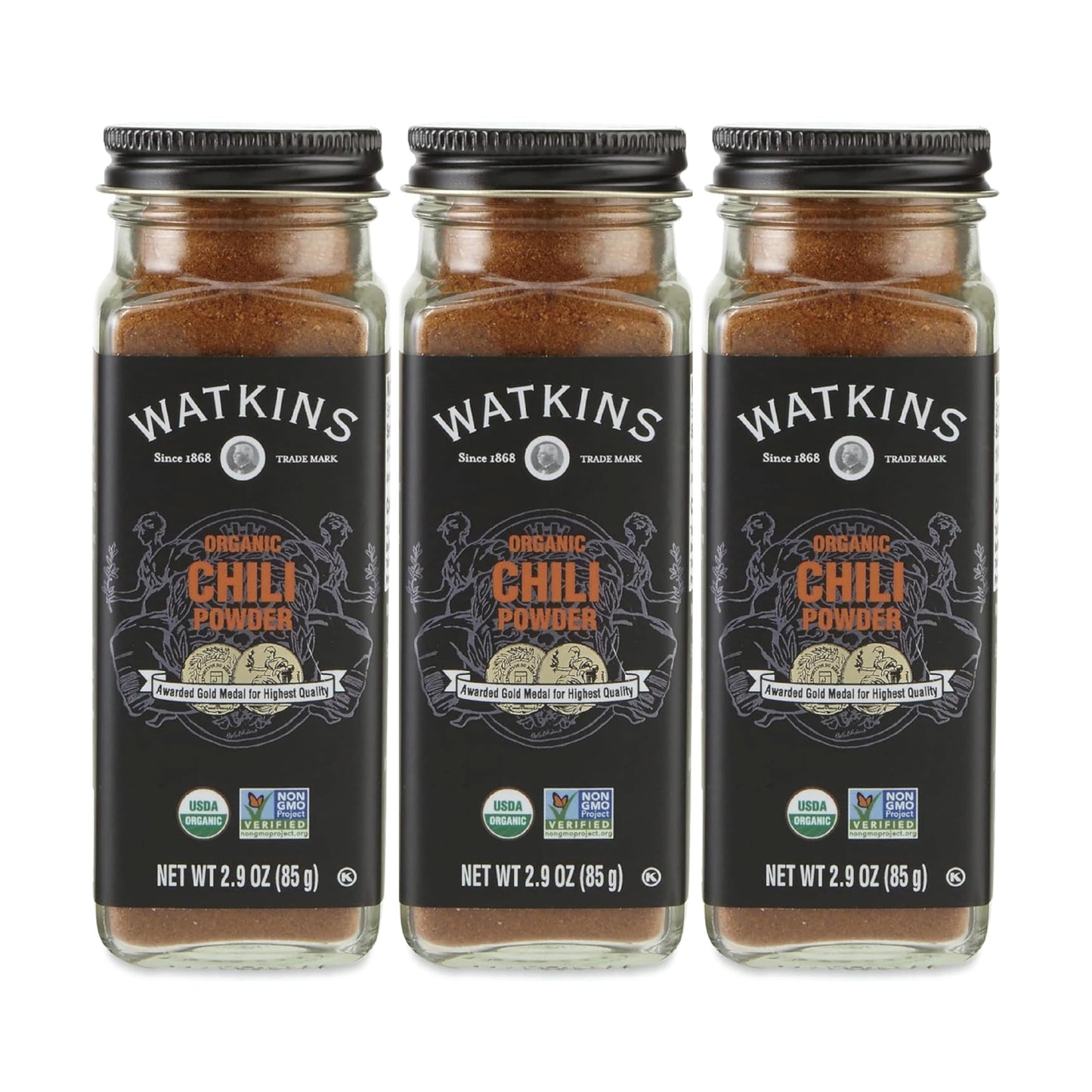 Watkins Gourmet Organic Spice Jar, Chili Powder, 2.9 Ounce Jar, 3 Count
