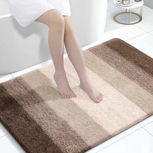 OLANLY Large Bathroom Rug Mat - Extra Soft Microfiber, Quick Dry & Washable | 44x32, Light Brown
