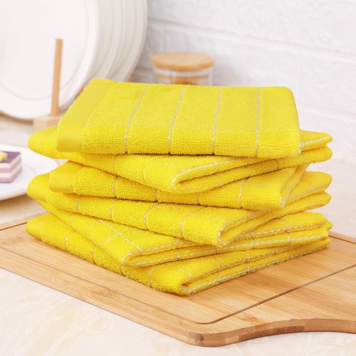Homaxy 100% Cotton Terry Kitchen Dish Cloths, Ultra Soft and Absorbent Dish Towels for Kitchen, Perfect for Drying and Washing Dishes, 12 Pack, 12 x 12 Inches, Yellow