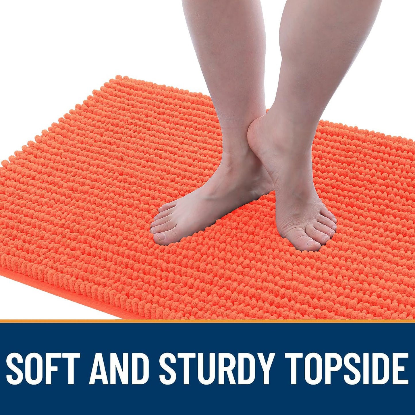 OLANLY Dog Door Mat - Ultra Absorbent Chenille Mud Doormat, Non-Slip & Washable, 36x24, Coral