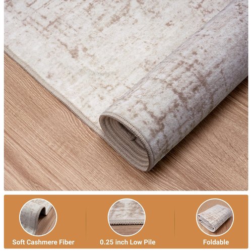 Area Rug 5x7 Washable Living Room Rugs: Large Abstract Soft Non Slip Area Rugs, Indoor Floor Non-Shedding Carpet for Bedroom Dining Room Kitchen Office Home/Dorm Decor,Beige