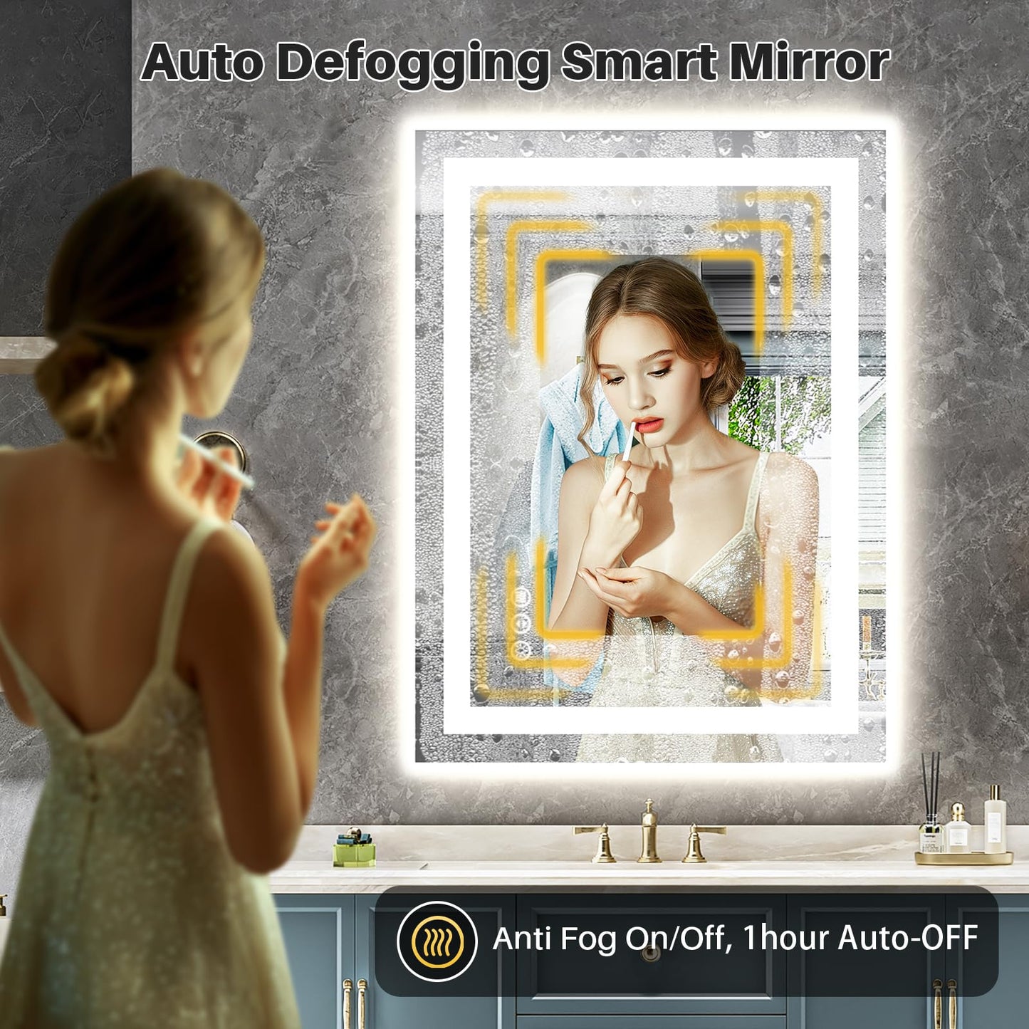Briivue 20x28 Inch LED Bathroom Mirror with Lights, Backlit & Front Lit, Anti-Fog Lighted Bathroom Vanity Mirror for Wall, Memory Function, Dimmable, HD Tempered Glass, Shatter-Proof