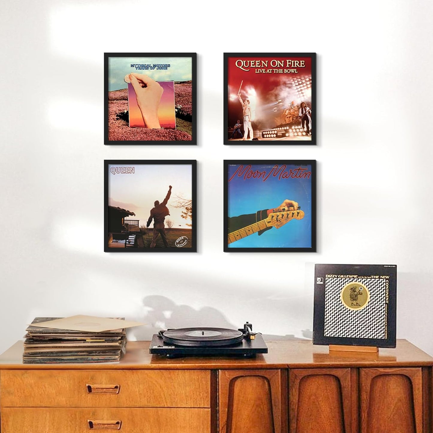 Upsimples Vinyl Record Frames - 12.5x12.5 Inch Album Cover Display - Black, Set of 4 for Home Decor
