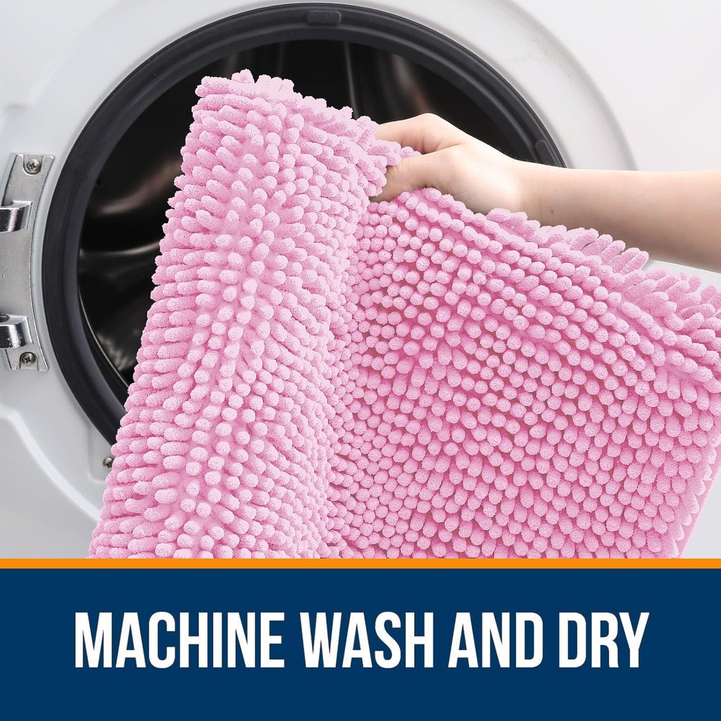 OLANLY Bathroom Runner Rugs - Extra Soft Chenille Bath Mats | Quick Dry, Machine Washable, 59x20, Pink