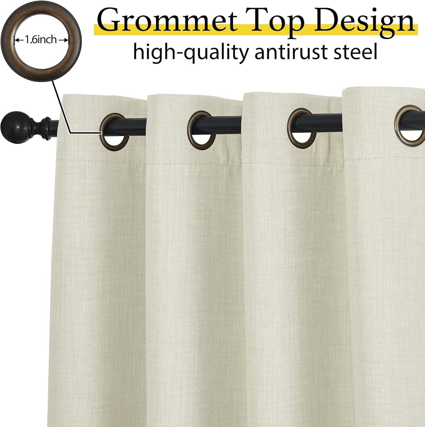 NICETOWN Blackout Thermal Insulating Curtain Valances - 30 Inch Length, 2 Panels for Kitchen & Bathroom (Natural)