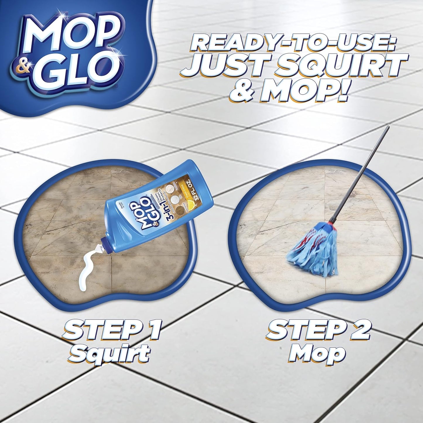 Mop & Glo Professional Floor Cleaner - Fresh Citrus Scent | 64 Oz Multi-Surface Solution