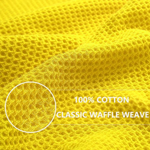 Homaxy 100% Cotton Waffle Weave Kitchen Dish Towels, Ultra Soft Absorbent Quick Drying Cleaning Towel, 13 x 28 Inches, 6-Pack, Yellow